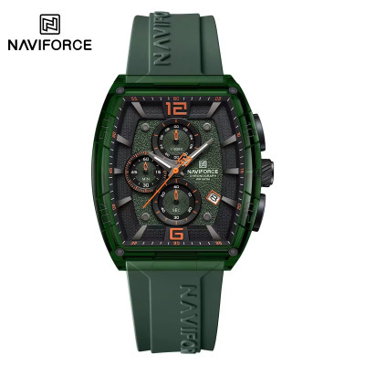 NAVIFORCE NF6101 Silicone Strap Casual Fashion Outdoor Sports Luminous Chronograph Dial Quartz Watch For Men - Black & Green
